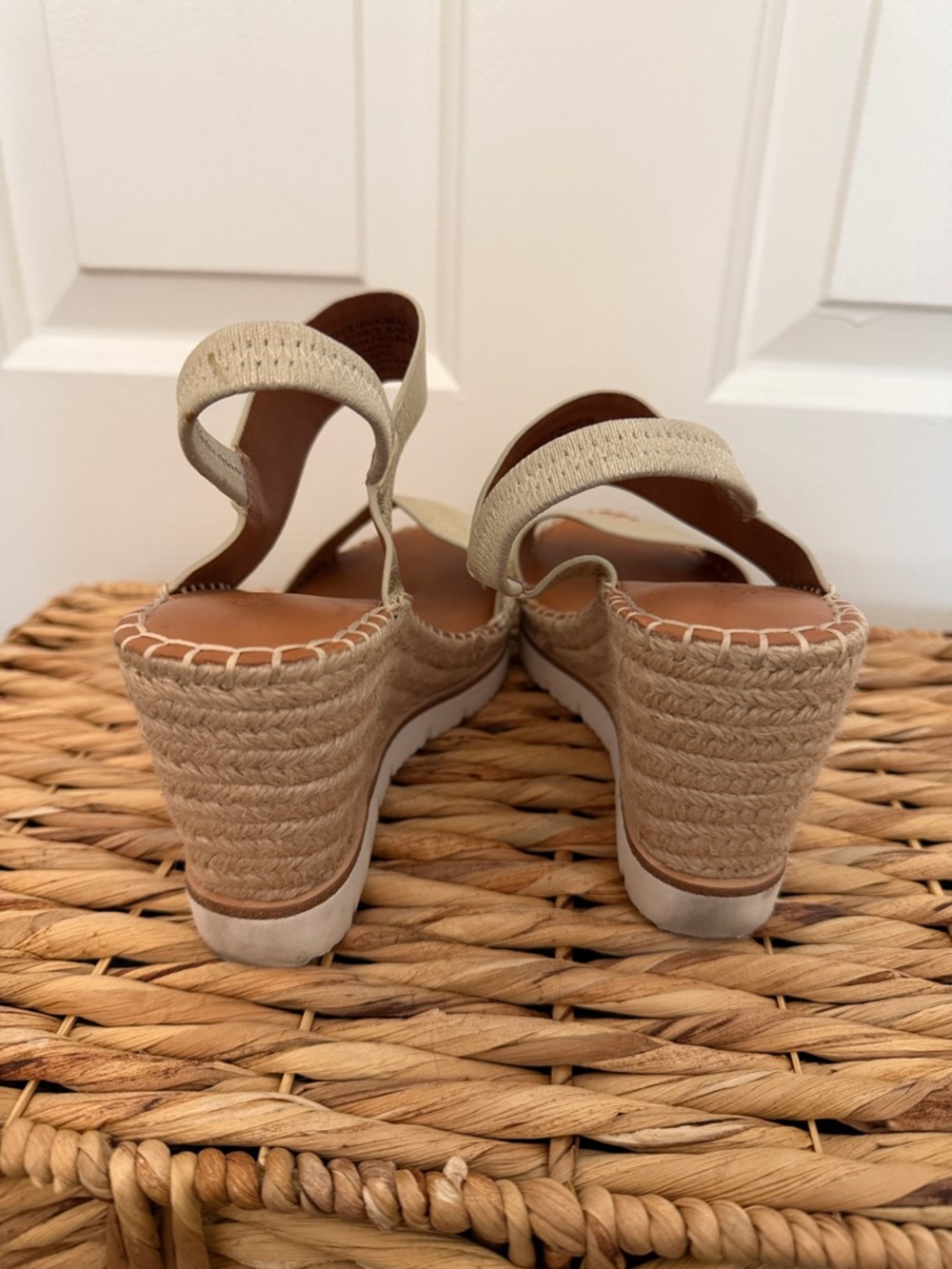 gentle souls Metallic Gold Leather Espadrille Wedge Sandals - Picture 4 of 8